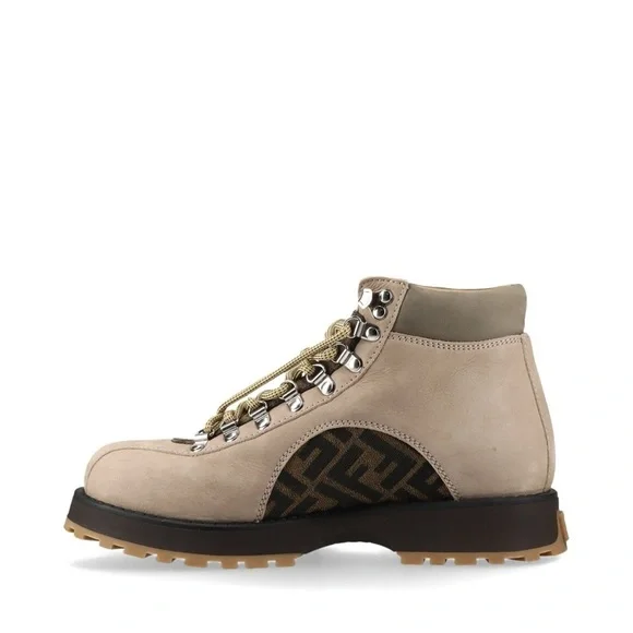 Authentic Fendi Leather Monogram Hiking Boots men size UK5 US6